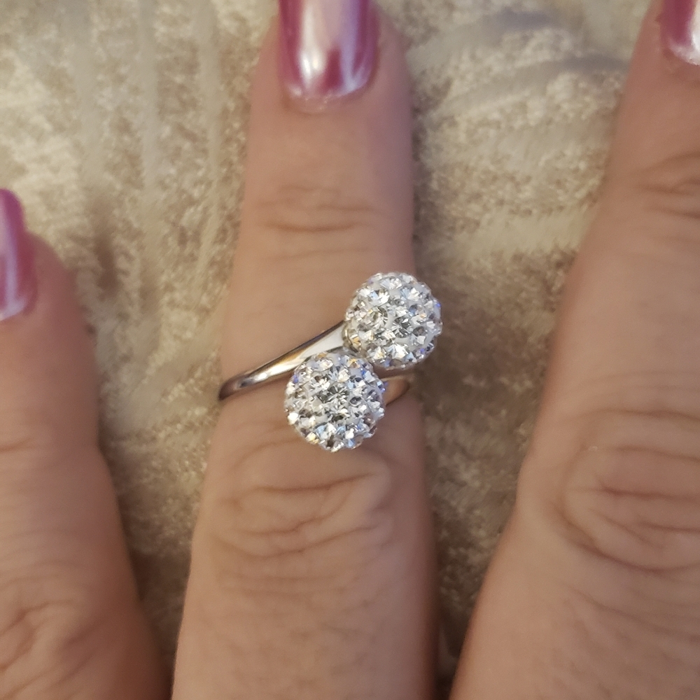 Size 7.25, Sterling Silver & Austrian Crystal Ring, NWT